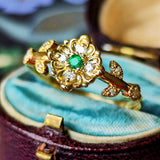 【童話シリーズ 親指姫】天然エメラルド 天然ダイヤモンド リング