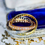 天然ダイヤモンド スリーカラー フルエタニティ 3連リング