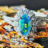 天然ブラックオパール オーストラリア産 天然ダイヤモンド リング