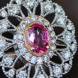 【お値下げ】天然パパラチアサファイア 天然ダイヤモンド 新品リング