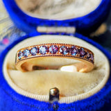 天然アレキサンドライト ダイヤカット ハーフエタニティリング 18金PG