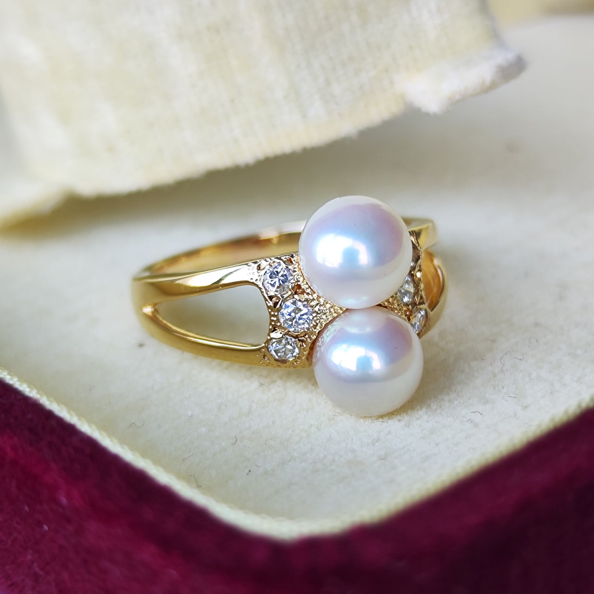 MIKIMOTO ミキモト あこや真珠 天然ダイヤモンド 18金リング