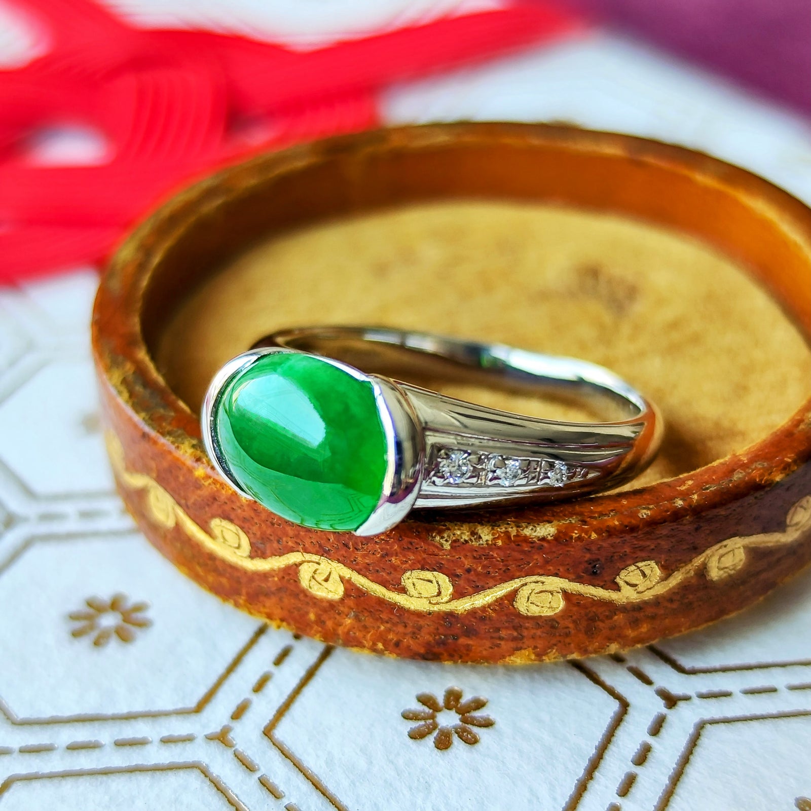 ミン 天然翡翠とダイヤのリング金10～11号Jewellery City 天然翡翠 琅かん 天然ダイヤモンド リング – Mico宝飾店
