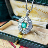 【ノンオイル コロンビア産】天然エメラルド 天然ダイヤモンド ネックレス