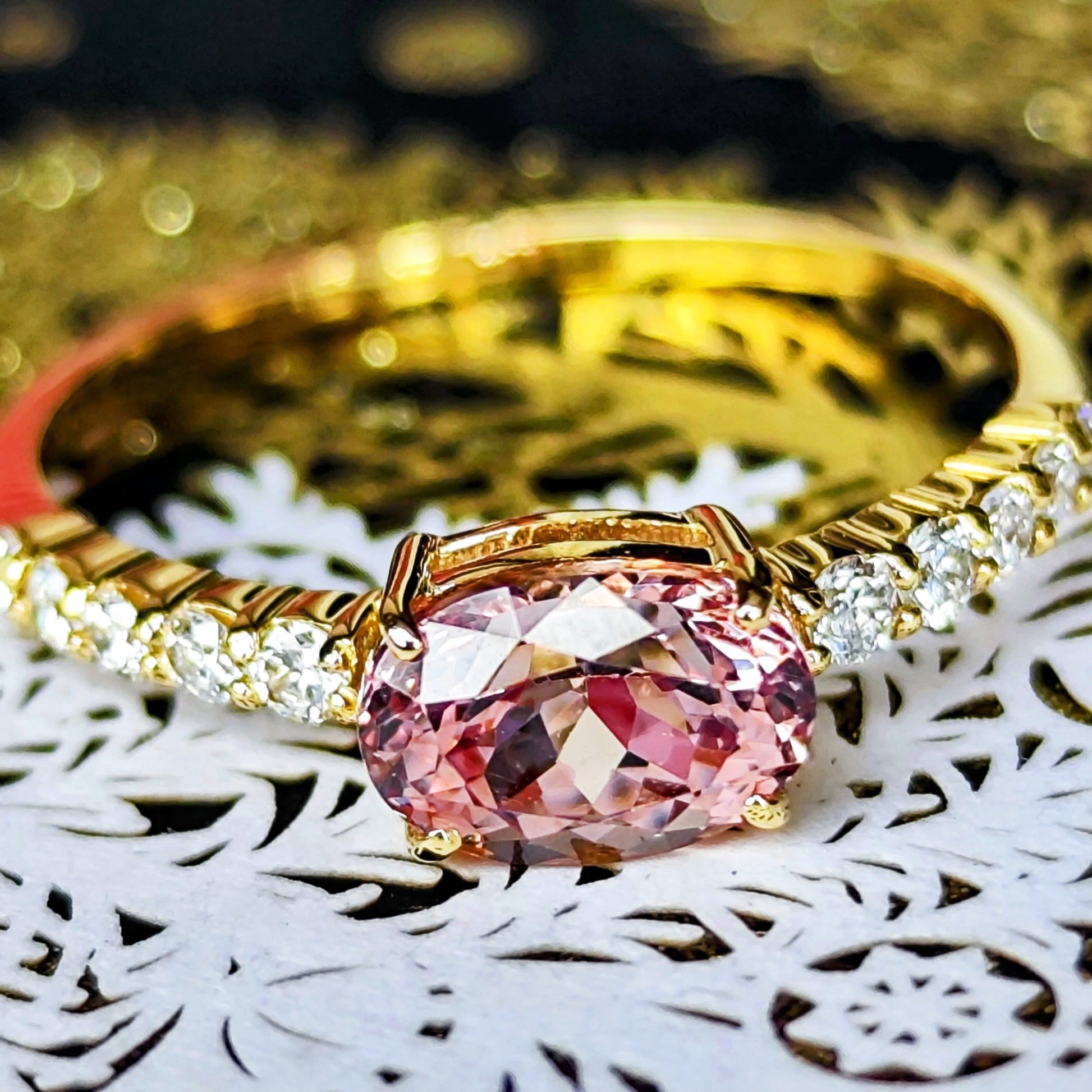 天然マラヤガーネット 1.18ct 天然ダイヤモンド リング