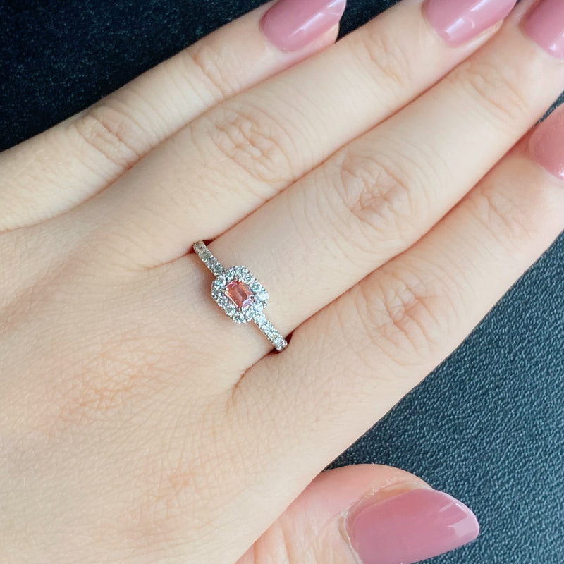 天然パパラチアサファイア 天然ダイヤモンド リング