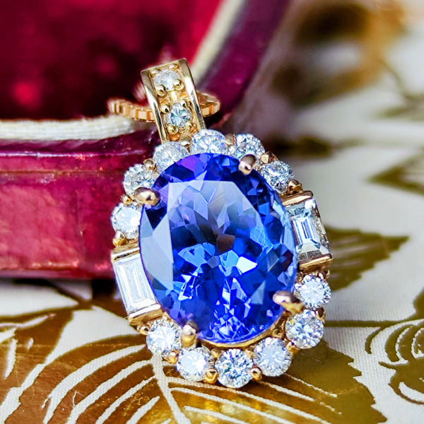 天然タンザナイト 2.04ct 天然ダイヤモンド ネックレス
