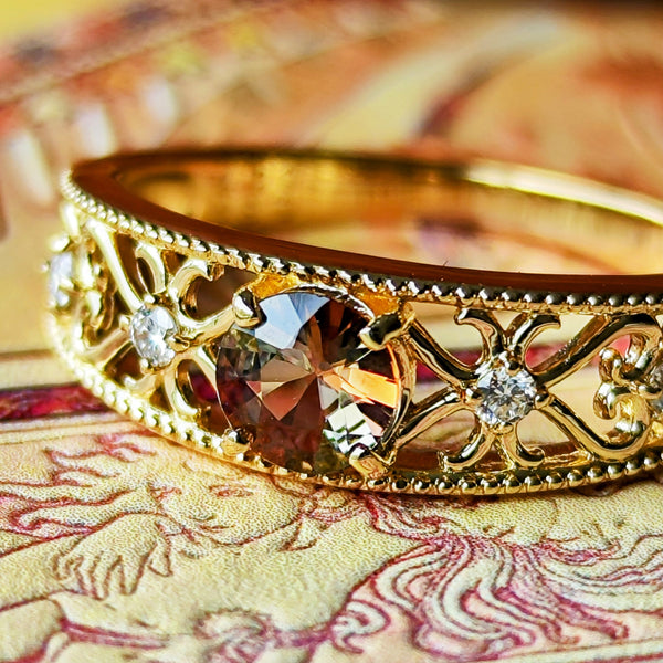 天然アンダリュサイト 天然ダイヤモンド リング