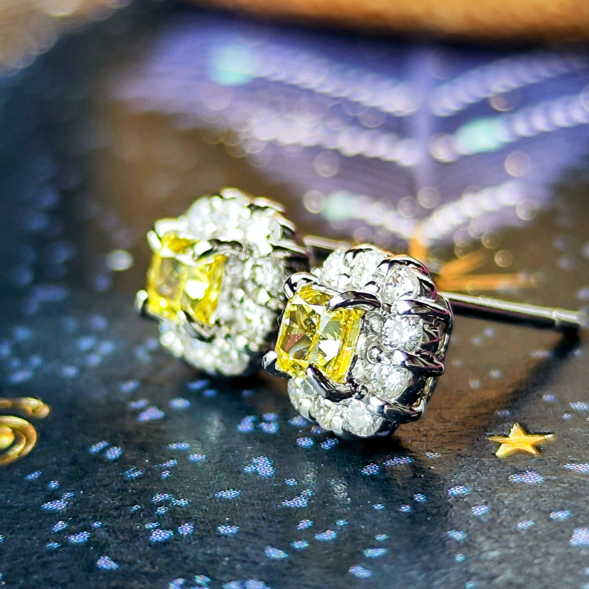 【イエローダイヤ】FANCY INTENSE YELLOW SI1 プラチナピアス