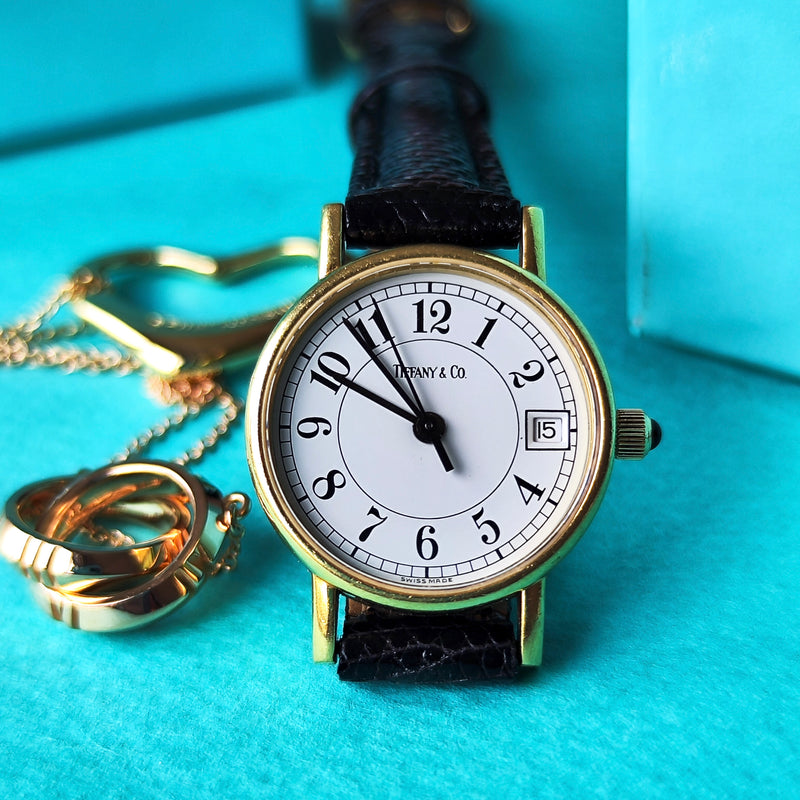美品 TIFFANY＆Co.ティファニーアンドコー 腕時計 クォーツ TIFFANY &Co ティファニー クラシックラウンド 18金 クォーツ