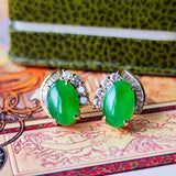 天然翡翠 天然ダイヤモンド ピアス