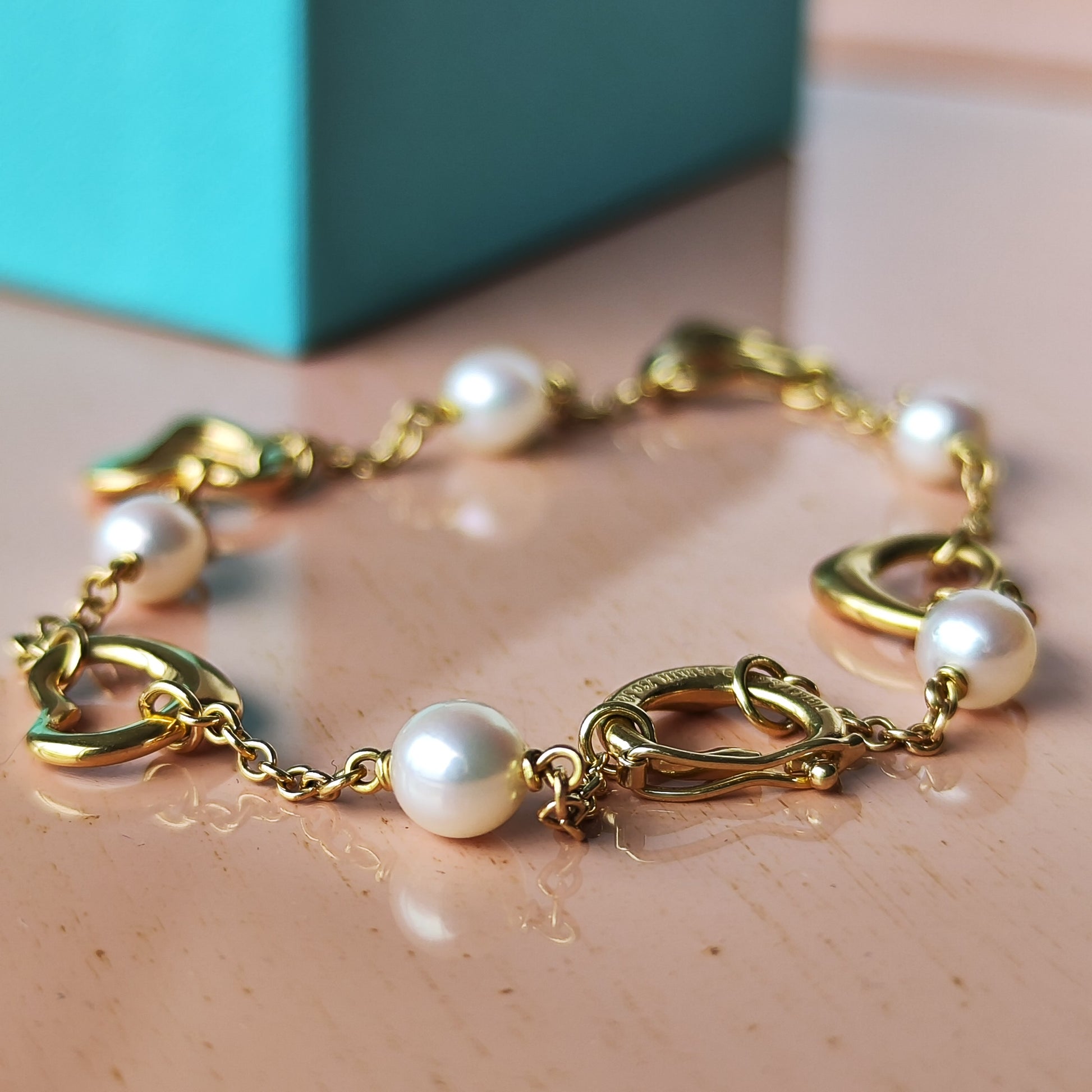 TIFFANY＆Co. ティファニー オープンハート あこや真珠 ブレスレット