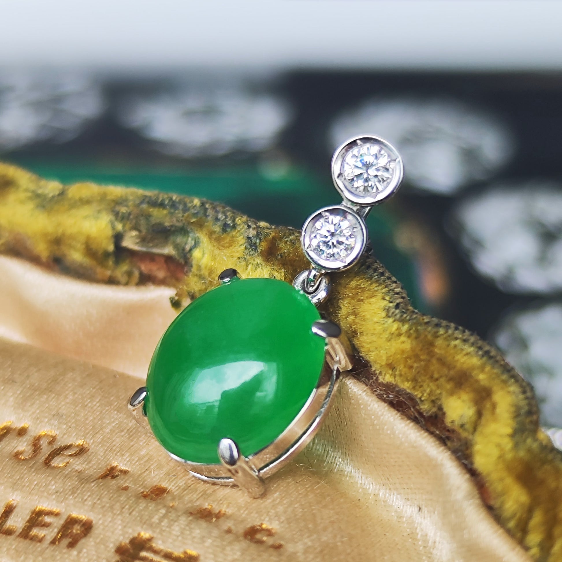 天然翡翠 天然ダイヤモンド ネックレス