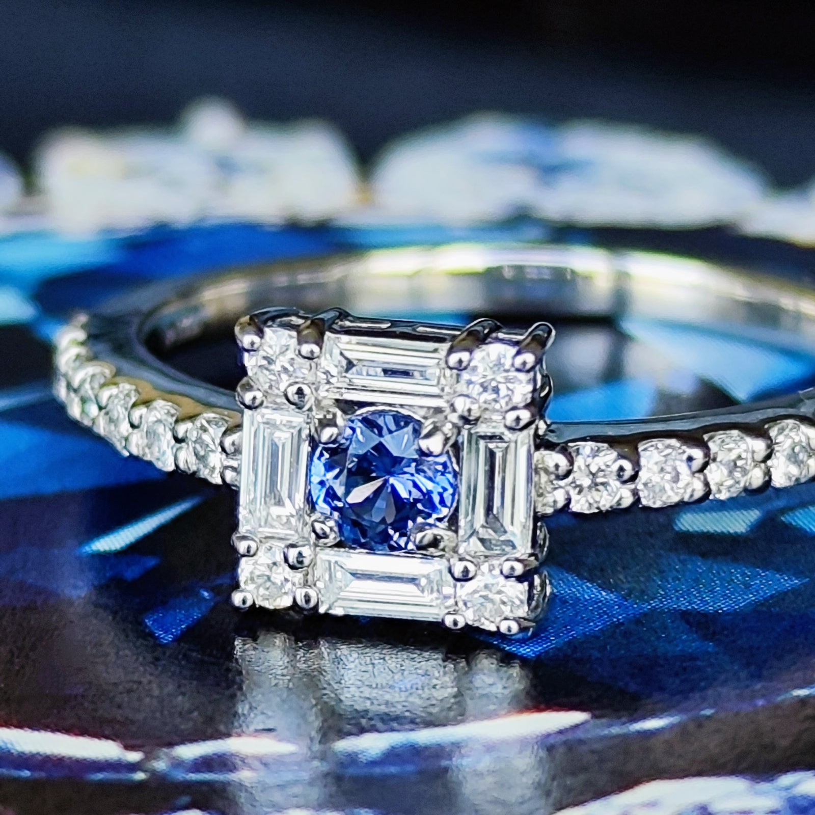 pt850 天然サファイア1ct リング ダイヤモンド pt850 天然サファイア1ct リング ダイヤモンド A582-24n0058