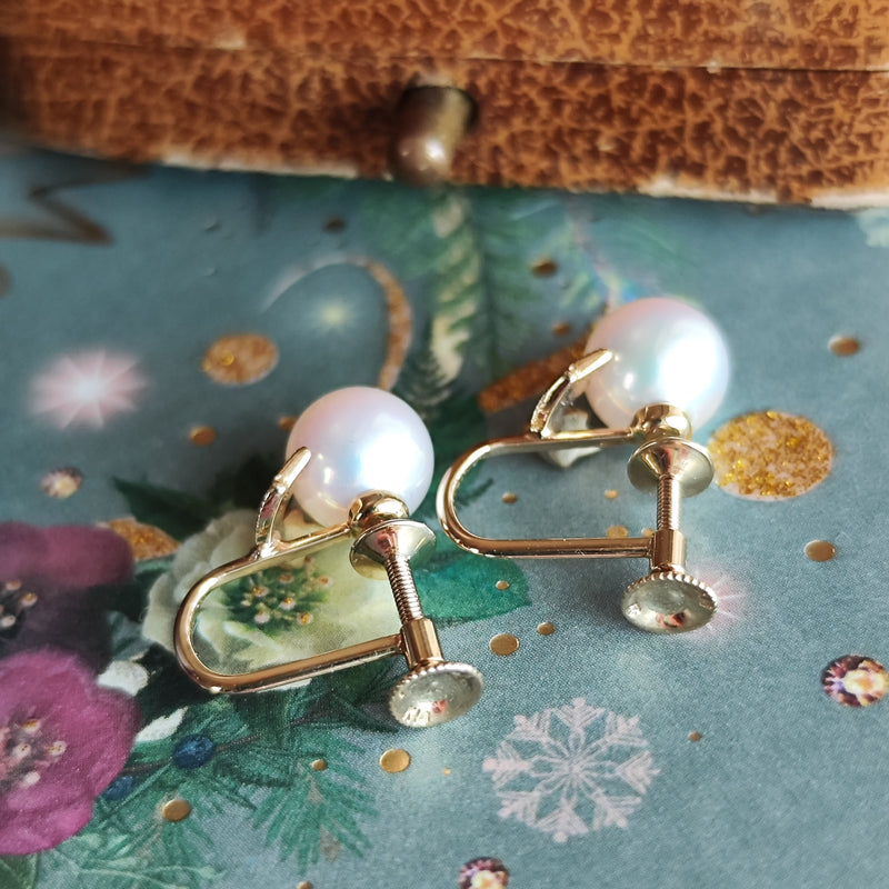 MIKIMOTO ミキモト あこや真珠 ヴィンテージイヤリング 14金