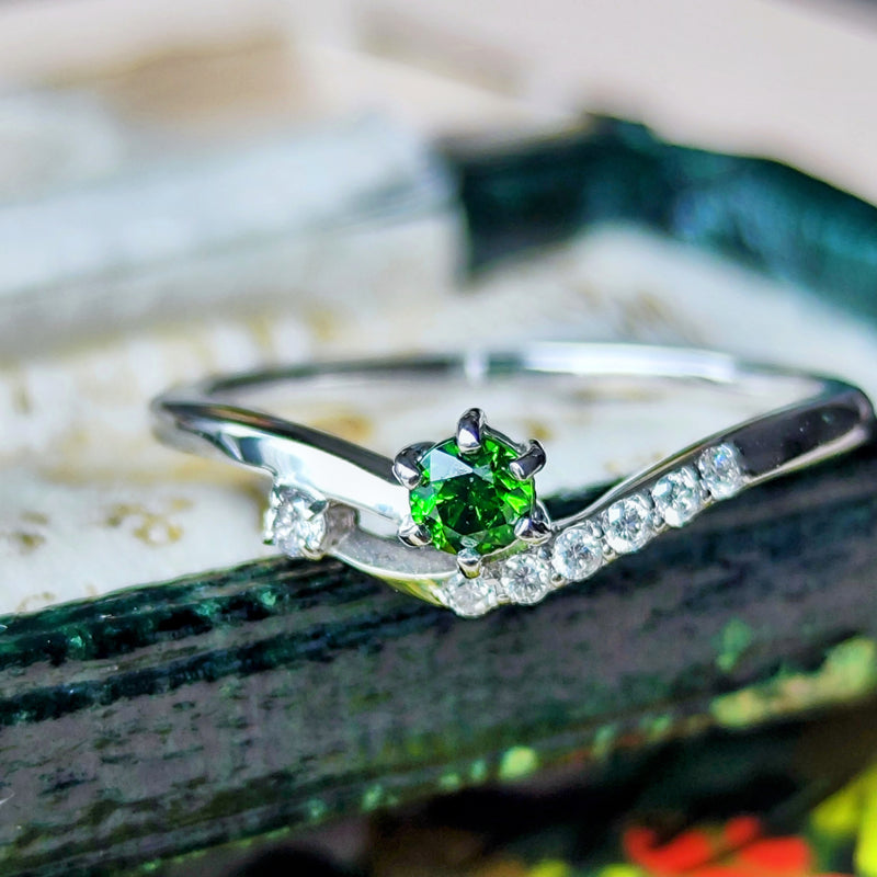 天然デマントイドガーネット 天然ダイヤモンド リング