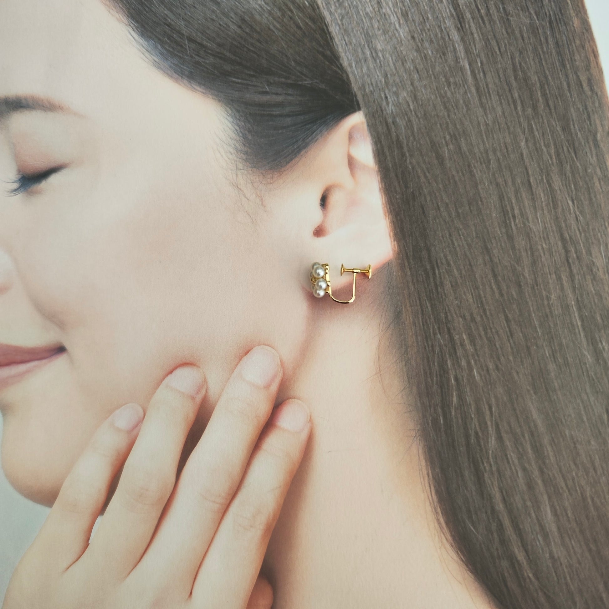 MIKIMOTO ミキモト あこや真珠 お花のイヤリング 18金