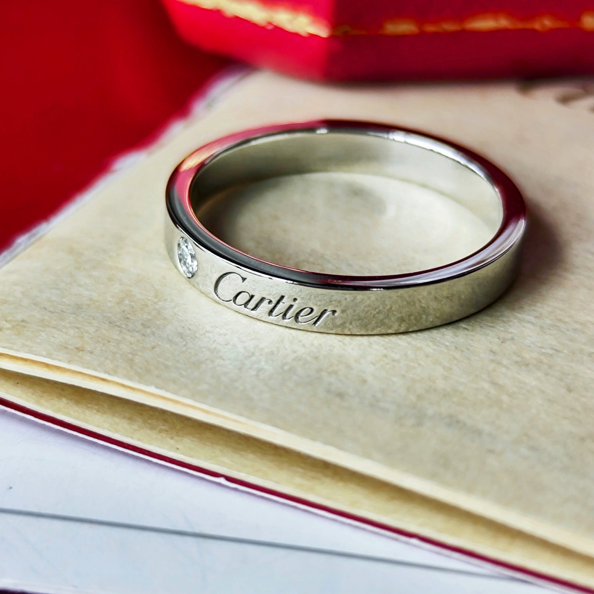 Cartier カルティエ エングレーブド ダイヤモンド プラチナ 55