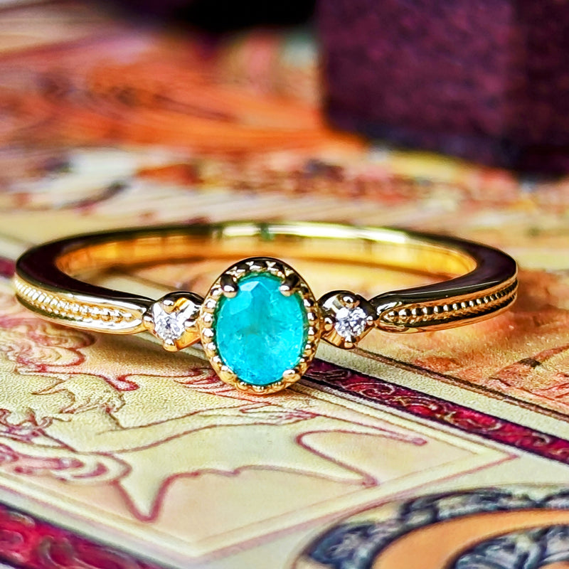 天然パライバトルマリン 天然ダイヤモンド リング – Mico宝飾店