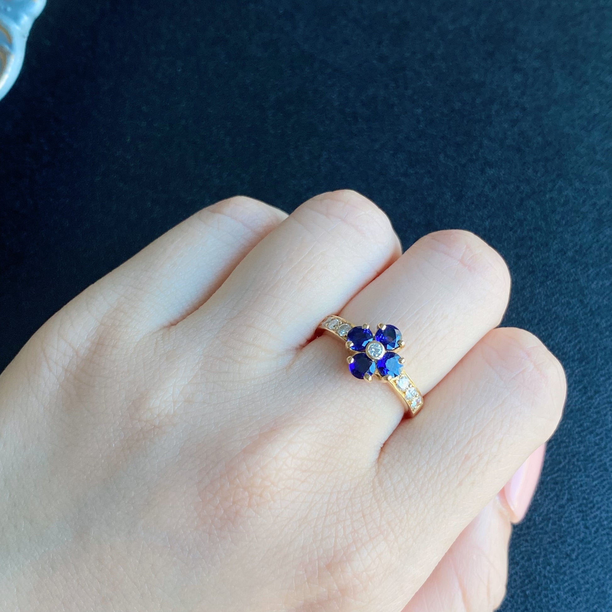 【Vintage Van Cleef & Arpels】ヴァンクリーフ&アーペル サファイア フラワーリング