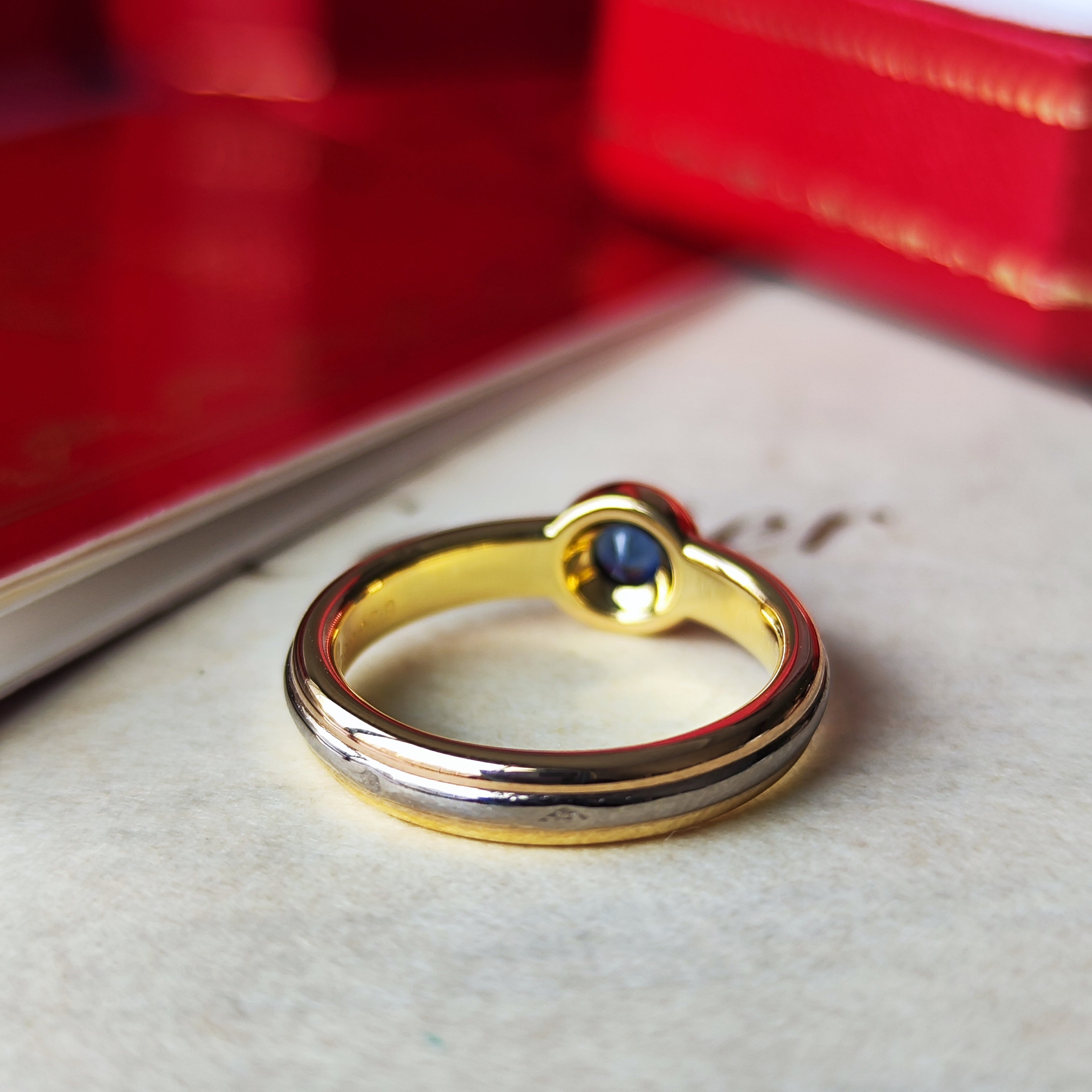 Vintage Cartier】カルティエ モノストーン サファイア 18金スリー
