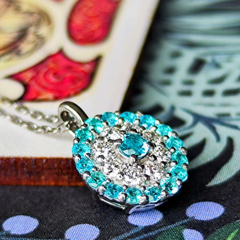 天然パライバトルマリン 天然ダイヤモンド ネックレス