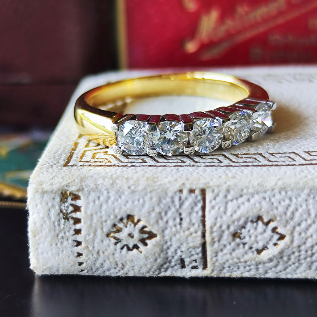 天然ダイヤモンド 1.0ct 一文字リング