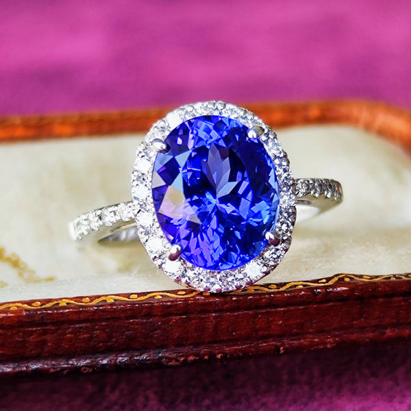 【大粒 4.22ct】天然タンザナイト 天然ダイヤモンド リング