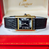 【OH済み】Cartier カルティエ マストタンク ブラックローマンオニキス 手巻き腕時計