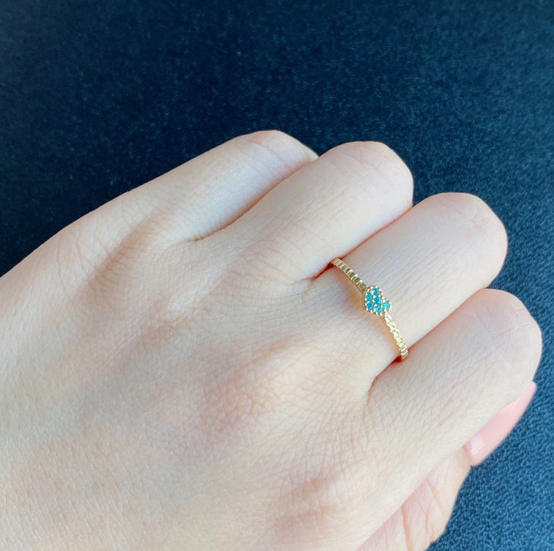 天然パライバトルマリン ハートモチーフ 18金リング