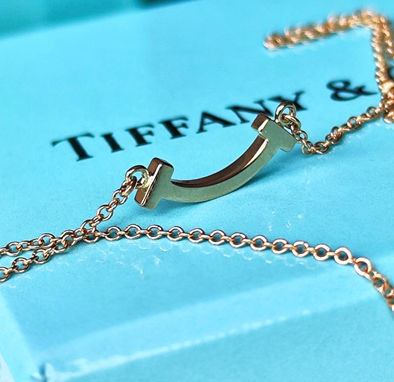 TIFFANY &Co ティファニー Tスマイル ミニ ネックレス 18金PG