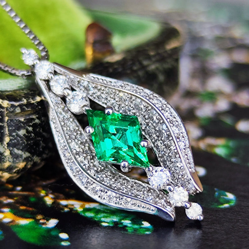 【ロシア産 ノンオイル】天然エメラルド 天然ダイヤモンド ネックレス GIA