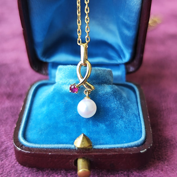 MIKIMOTO ミキモト あこや真珠 天然ルビー ネックレス