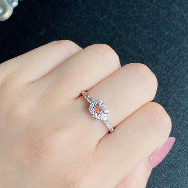 天然パパラチアサファイア 天然ダイヤモンド リング