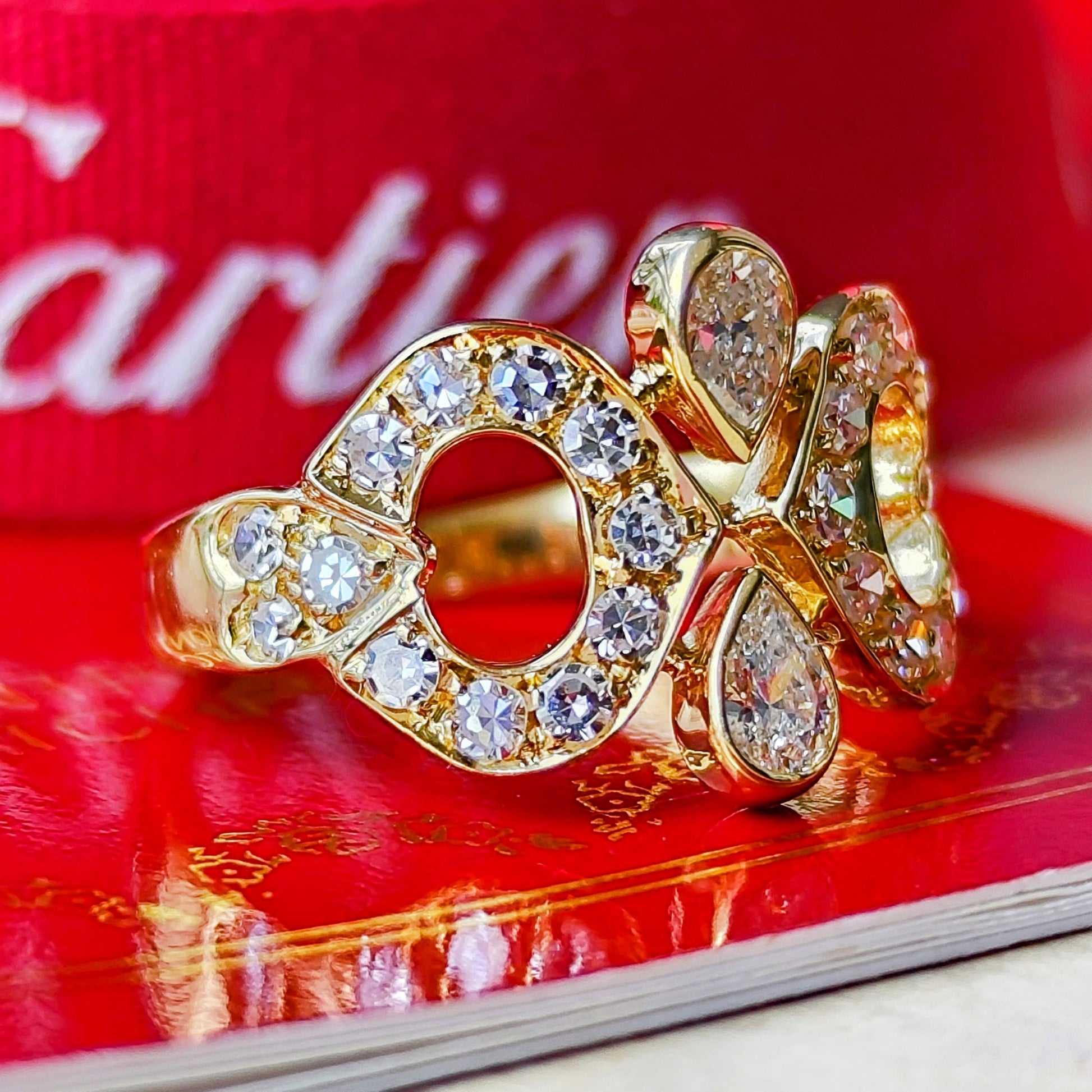 【Vintage Cartier】カルティエ ダイヤモンド 2Cリング 18金 50