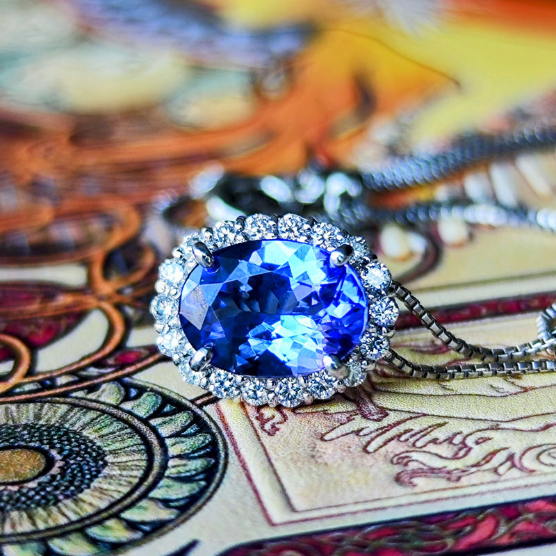 天然タンザナイト 天然ダイヤモンド ネックレス