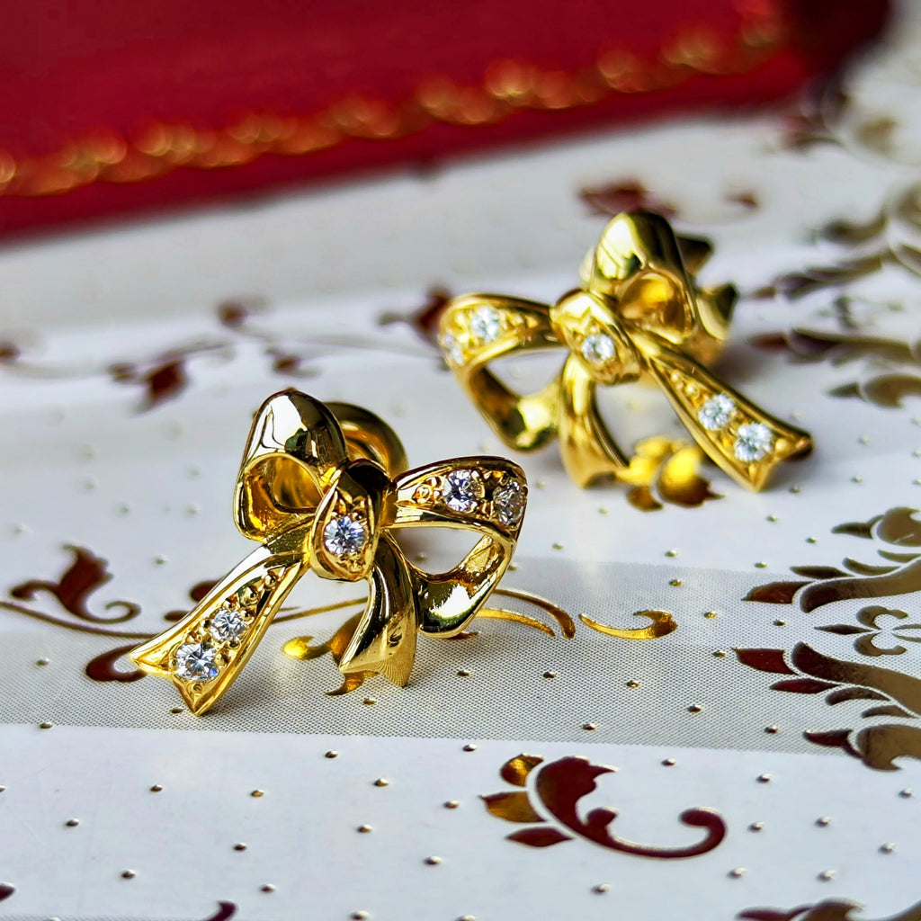 MIKIMOTO ミキモト リボンモチーフ ダイヤモンド ピアス