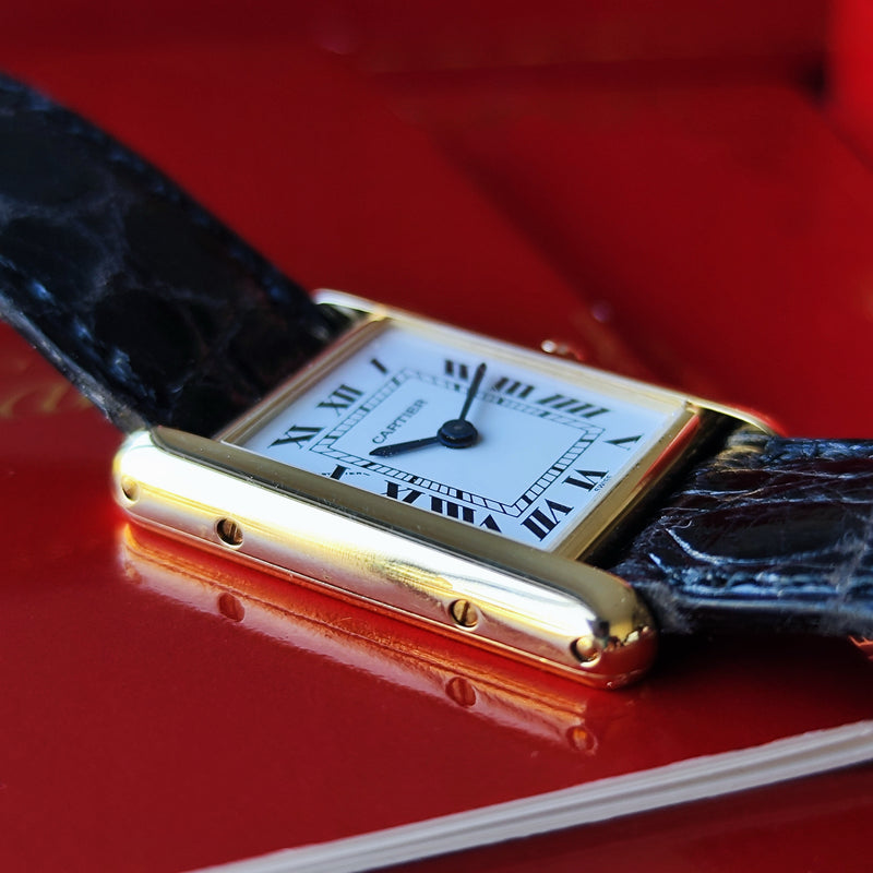 【18金無垢 OH済み】Cartier カルティエ タンク ルイ ホワイトローマンダイヤル クォーツ腕時計