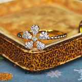 天然ダイヤモンド フラワーモチーフ パヴェ 18金リング