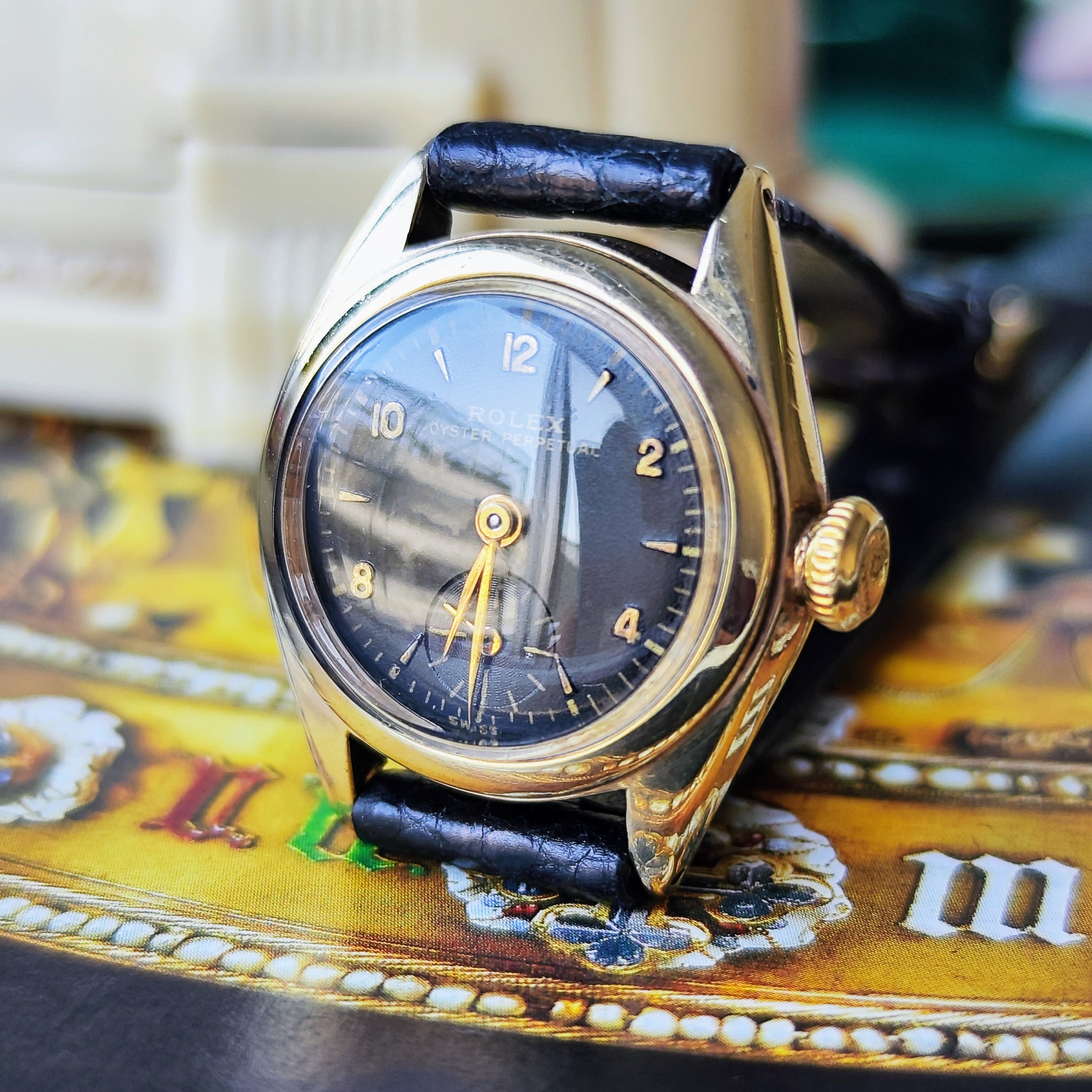 【OH済み バブルバック】ROLEX ロレックス OYSTER PERPETUAL オイスターパーペチュアル 9金無垢時計