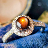 【魅惑の黒い宝石】天然ブラックスターサファイア 天然ダイヤモンド リング