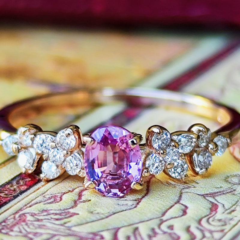 天然パパラチアサファイア 天然ダイヤモンド リング