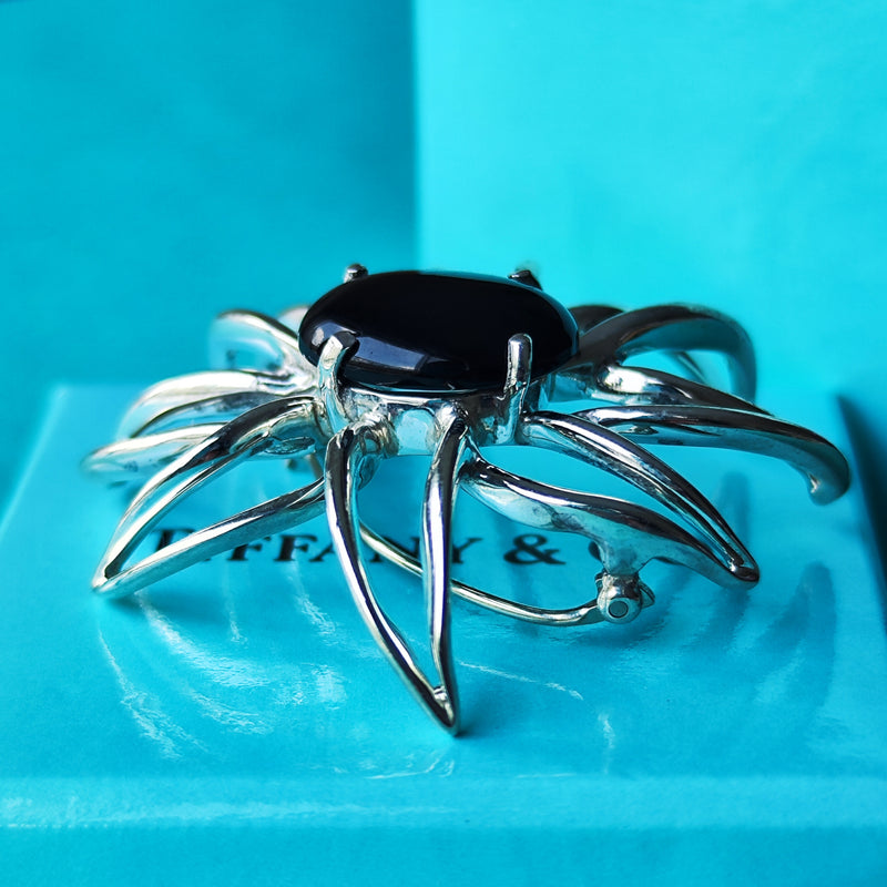 TIFFANY  ティファニー ファイヤーワークス オニキス シルバーブローチ