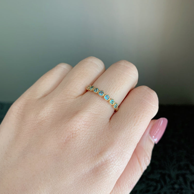 天然アクアマリン ハーフエタニティリング 18金