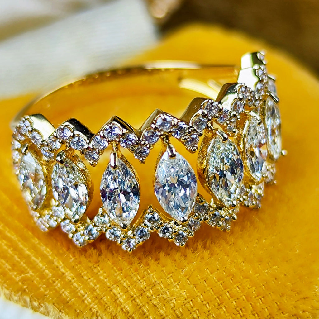天然ダイヤモンド マーキスカット 0.90ct 0.41ct 18金リング
