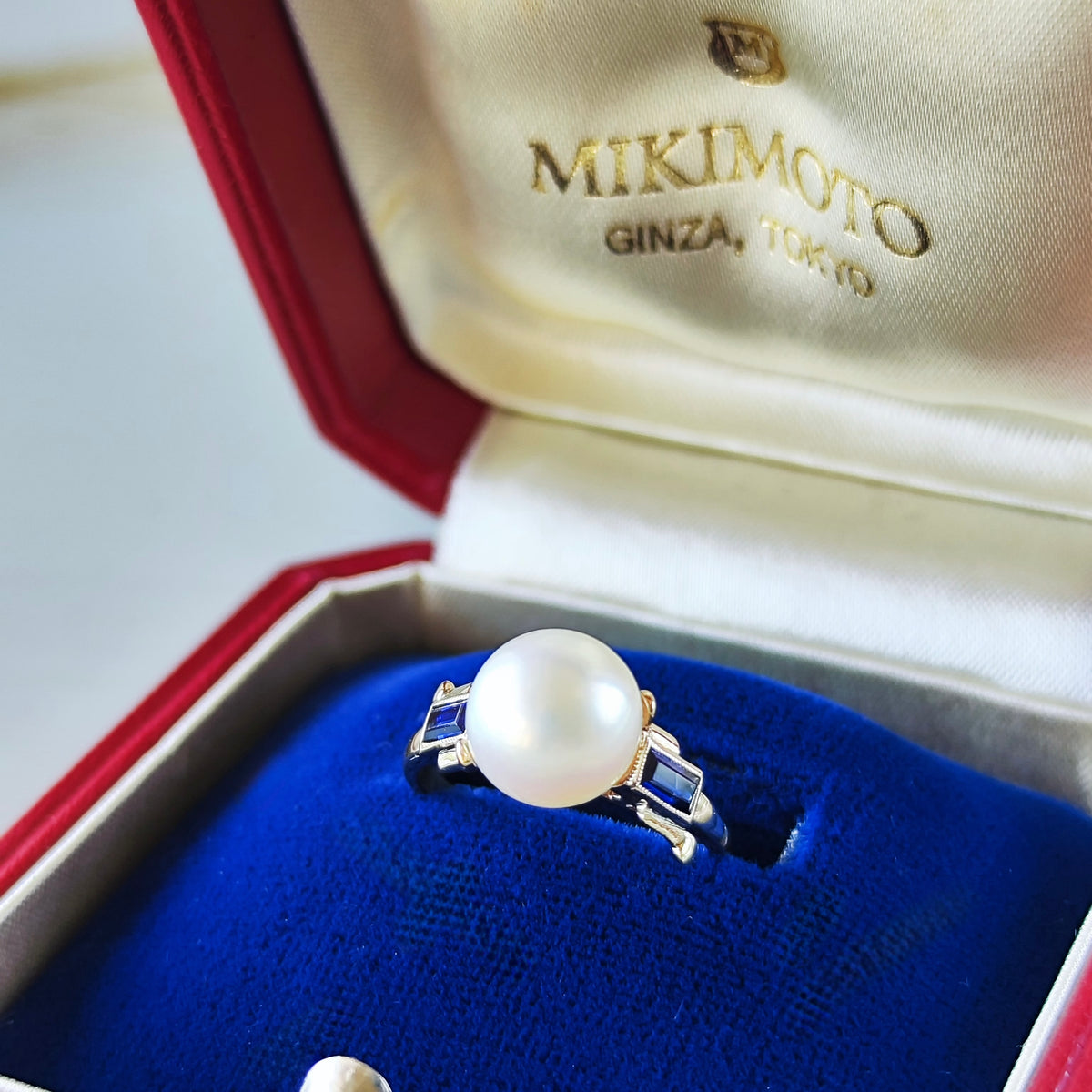 [Vintage Mikimoto] MIKIMOTO Akoya Pearl Sapphire 14K Gold Ring