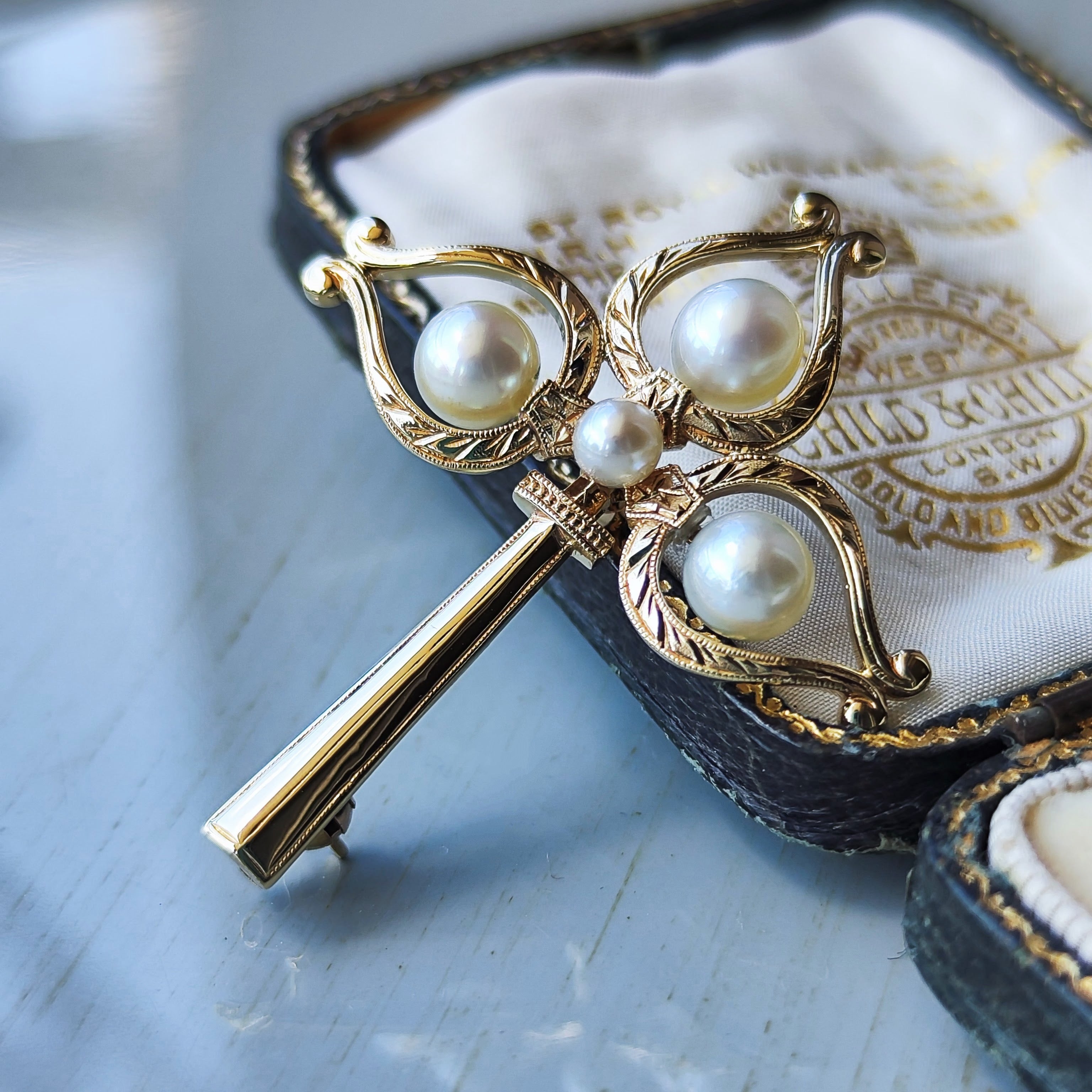 MIKIMOTO ミキモト あこや真珠 ヴィンテージブローチ 14金 アメリカ