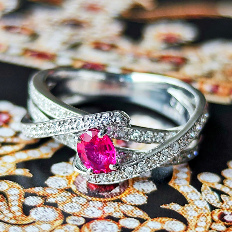 【非加熱 ピジョンブラッド】天然ルビー 天然ダイヤモンド リング