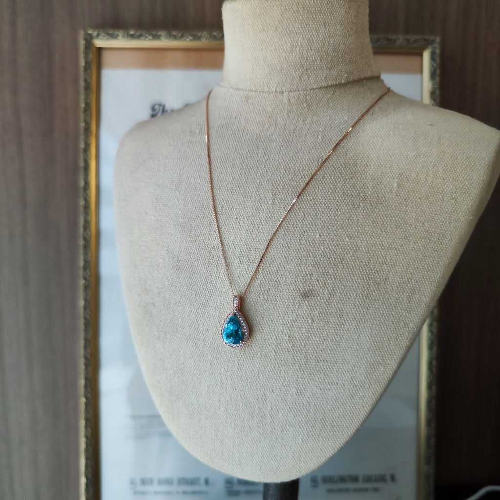 【大粒 7.58ct】天然ジルコン 天然ダイヤモンド ネックレス 18金PG