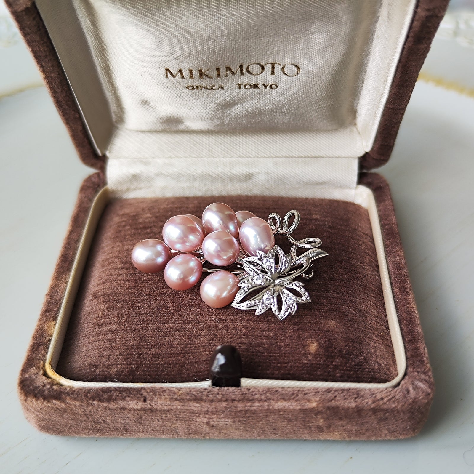 MIKIMOTO ミキモト 淡水パール 天然ダイヤモンド 葡萄のブローチ